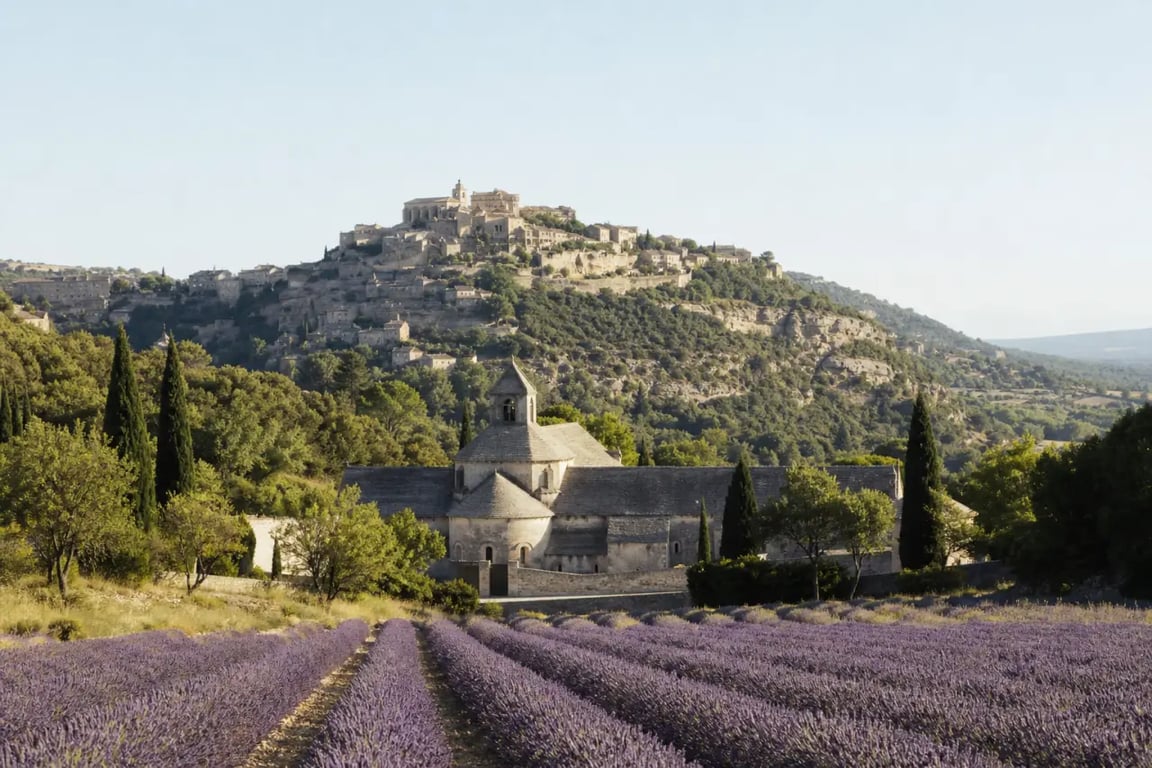 Sortie vaucluse à Gordes et à l’abbaye de Sénanque dans un paysage de lavande
