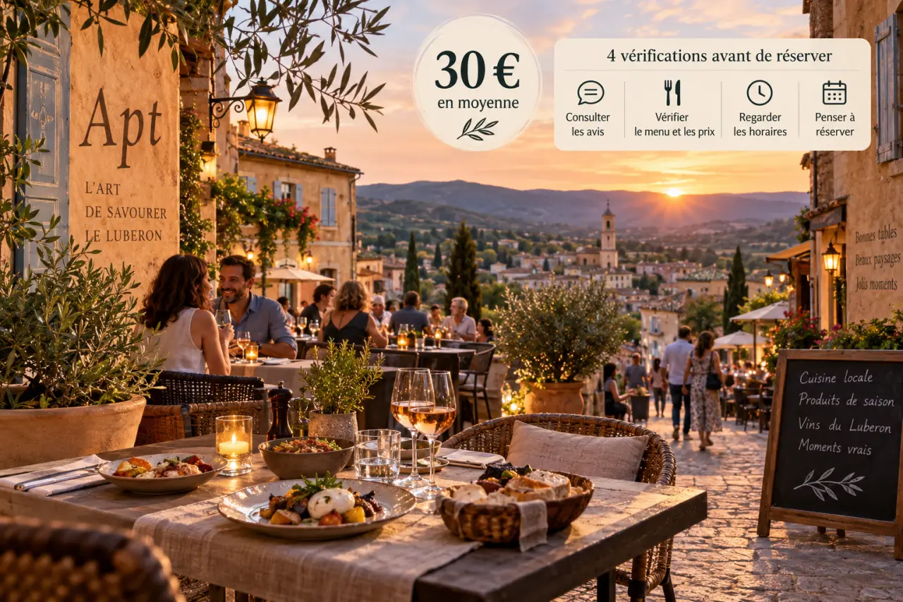 Restaurant à Apt dans le Luberon : 30 € de moyenne et 4 vérifications avant de réserver