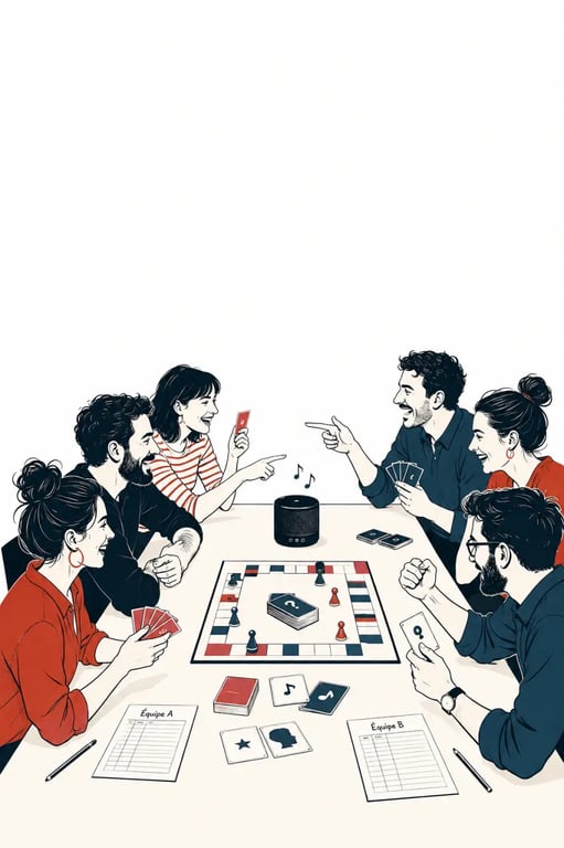 Soirée entre amis avec blind test et jeux de société