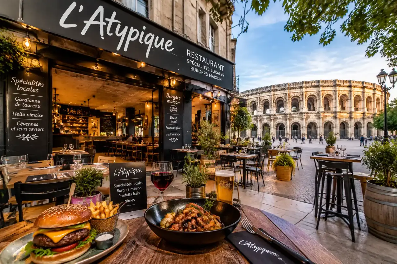 L’Atypique, un restaurant atypique à Nîmes près des Arènes, entre spécialités locales et burgers maison