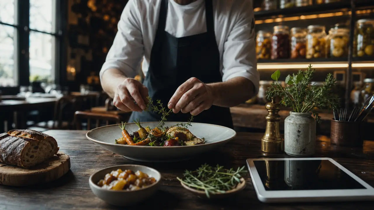 Table de bistrot chaleureuse, ambiance feutrée et cuisine française de saison