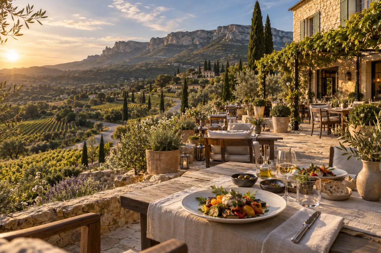 Un restaurant au pied du Luberon se choisit pour l’assiette, la vue et l’itinéraire