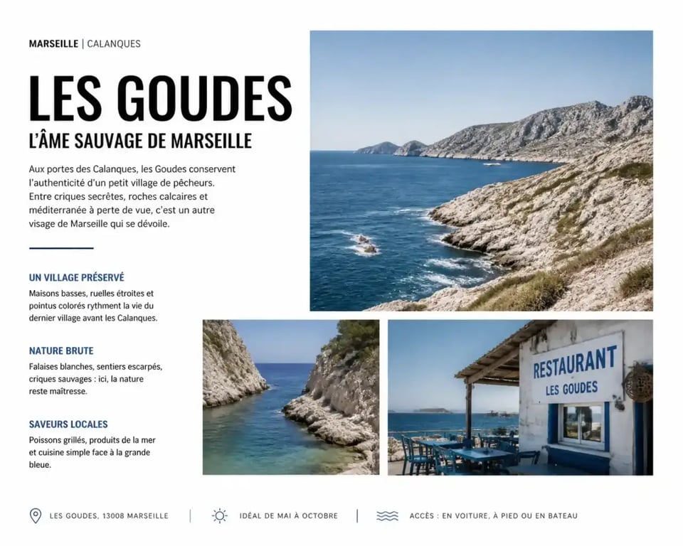 Marseille restaurant vue mer aux Goudes avec paysage sauvage et horizon marin
