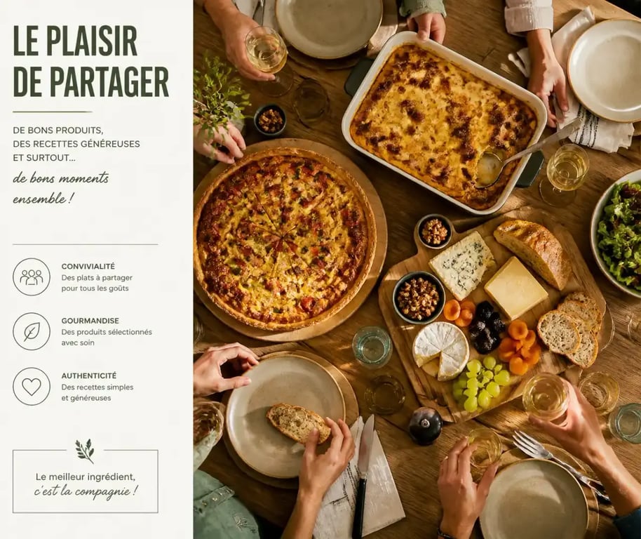 Table de repas à partager avec plats collectifs pour un dîner entre amis